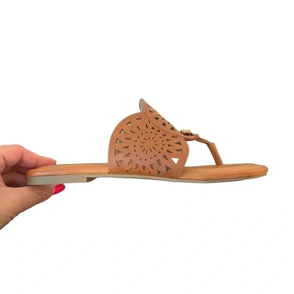 Report Footwear Ginni Lazer or Laser Cut Sandals Cognac Size 7 - Picture 4 of 8